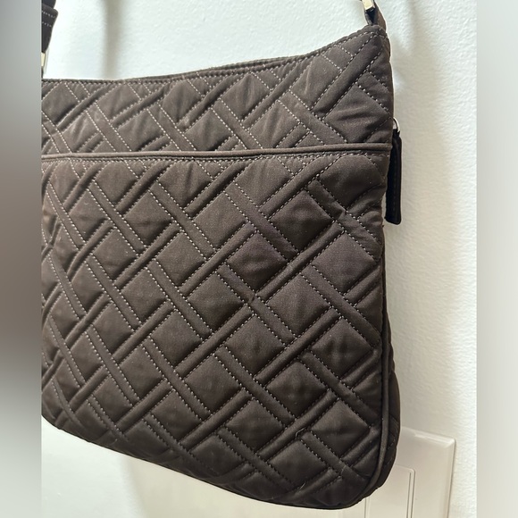 Vera Bradley Triple Zip Microfiber Quilted Espresso Crossbody - Picture 8 of 15
